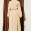 Belted Tulle Ankle-Cuffed Dress Beige - الصورة 3
