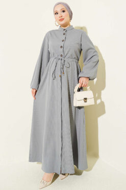 Belted Tulle Ankle-Cuffed Dress Grey