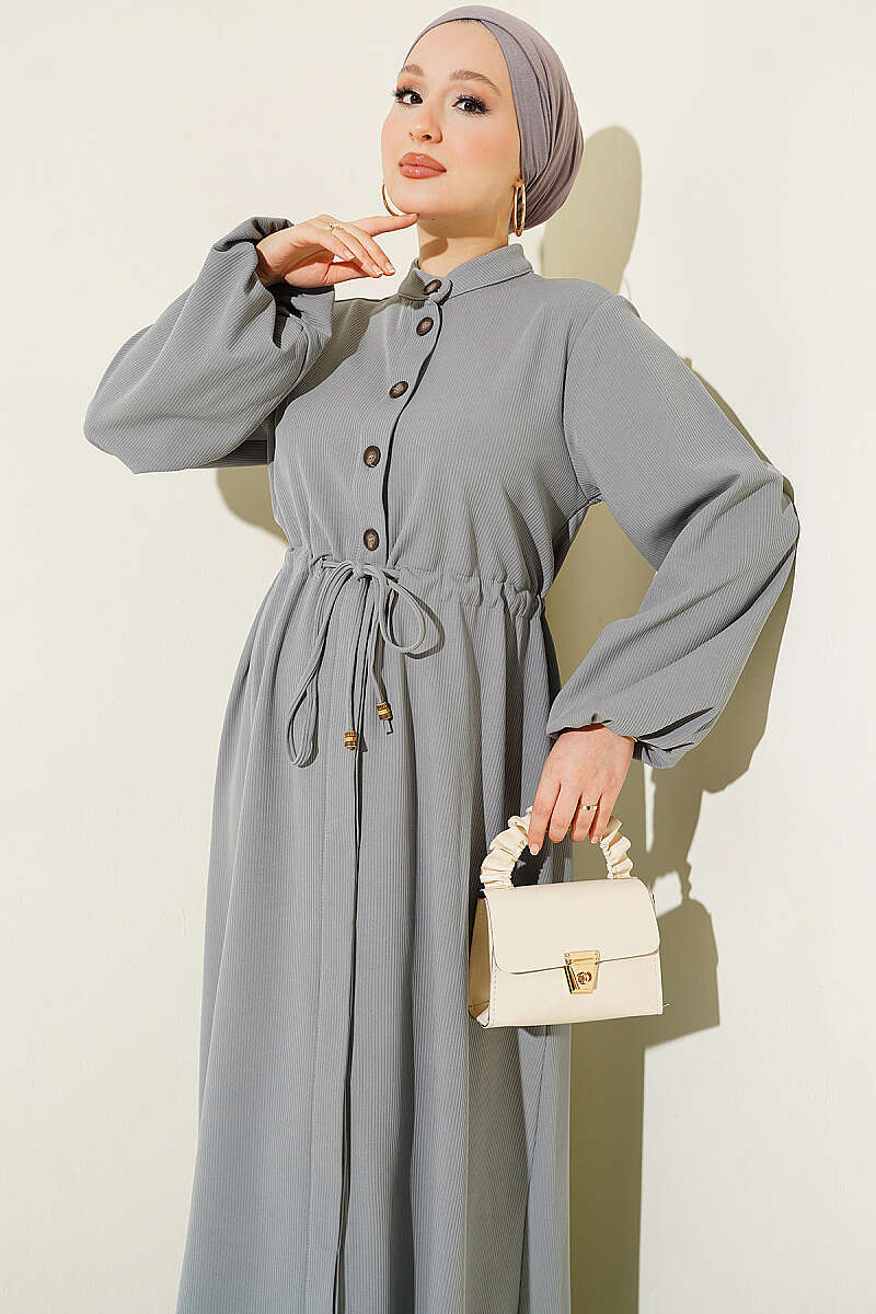 Belted Tulle Ankle-Cuffed Dress Grey - immagine 2