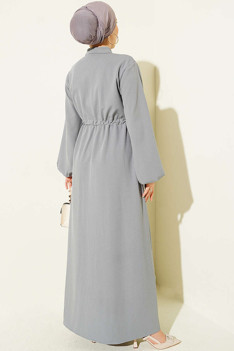 Belted Tulle Ankle-Cuffed Dress Grey - immagine 3