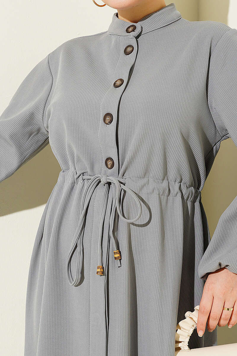 Belted Tulle Ankle-Cuffed Dress Grey - immagine 4