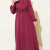 Belted Tulle Ankle-Cuffed Dress Plum