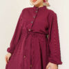 Belted Tulle Ankle-Cuffed Dress Plum - Imagen 2