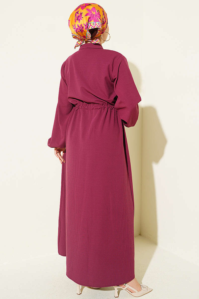Belted Tulle Ankle-Cuffed Dress Plum - Imagen 3