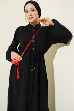 Alternative view of Belted Tulle Ankle-Cuffed Dress Black