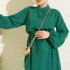 Belted Tulle Ankle-Cuffed Dress Green - immagine 2