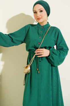 Alternative view of Belted Tulle Ankle-Cuffed Dress Green