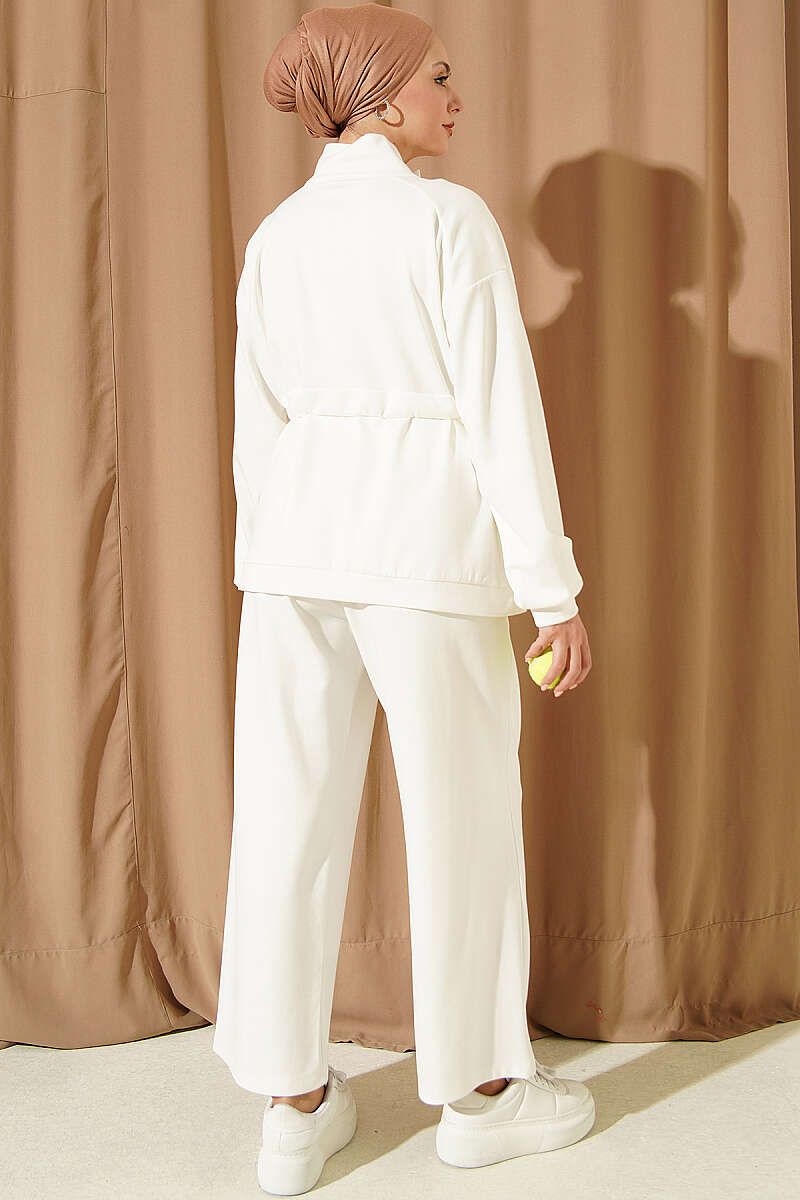 Waistbanded Pocket-Detail Two-Piece Set Ecru - الصورة 3