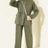 Waistbanded Pocket-Detail Two-Piece Set Khaki