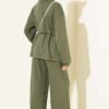 Waistbanded Pocket-Detail Two-Piece Set Khaki – Bild 3