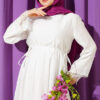 Belted Tunic Dress with Lace Details White – Image 2