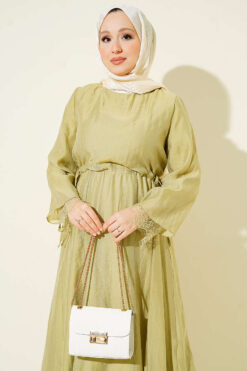 Alternative view of Belted Tunic Dress with Lace Details Hazel
