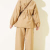 Waist-Elasticated Hoodie and Jogger Set Camel - immagine 3