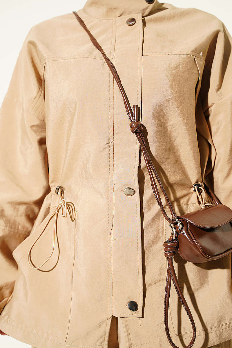 Waist-Elasticated Hoodie and Jogger Set Camel - immagine 4