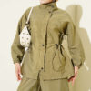Waist-Elasticated Hoodie and Jogger Set Khaki - Image 2