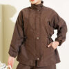 Waist-Elasticated Hoodie and Jogger Set Brown - immagine 2