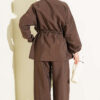 Waist-Elasticated Hoodie and Jogger Set Brown - immagine 3