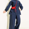 Waist-Elasticated Hoodie and Jogger Set Navy Blue