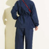 Waist-Elasticated Hoodie and Jogger Set Navy Blue - Image 3