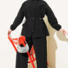 Waist-Elasticated Hoodie and Jogger Set Black