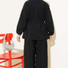Waist-Elasticated Hoodie and Jogger Set Black - Afbeelding 3