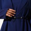 Waist-Emphasized French Terry Knit Dress with Hem Edge Navy Blue – Bild 4