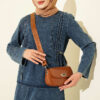 High-Waisted Ribbed French Terry Two-Piece Set with Hem Edge Denim Blue – Bild 2