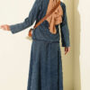 High-Waisted Ribbed French Terry Two-Piece Set with Hem Edge Denim Blue – Bild 3