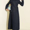 Denim Two-Piece Set with Waist Tie and Lace-Trimmed Hem Edge Dark Blue – Bild 5