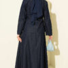 High-Waisted Ribbed French Terry Two-Piece Set with Hem Edge Dark Blue - Imagen 3