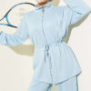 Waist-Elastic Ribbed French Terry Two-Piece Set Baby Blue - Imagen 2