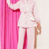 Waist-Elastic Ribbed French Terry Two-Piece Set Pink