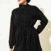 Waist-Elastic Ribbed French Terry Two-Piece Set Black - immagine 2