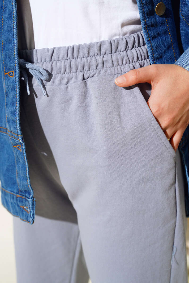 Waist and Ankle Elastic Jogger Pants Slate Grey - الصورة 4
