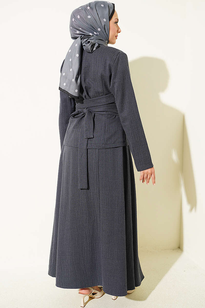 Waist-tie Detailed Hem Edge Two-Piece Set Anthracite – Bild 3