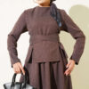 Waist-tie Detailed Hem Edge Two-Piece Set Brown – Bild 2