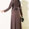 Waist-tie Detailed Hem Edge Two-Piece Set Brown – Bild 3