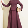 Double Sleeve Waist Belted Denim Two-Piece Set Plum - immagine 5