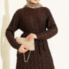 Striped Ruffled Belted Dress Coffee Brown - Imagen 2