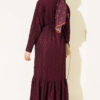 Striped Ruffled Belted Dress Plum - Image 3