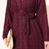 Striped Ruffled Belted Dress Plum - Image 4