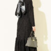 Striped Ruffled Belted Dress Black - Imagen 3