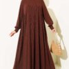 Relaxed Fit Drawstring Waist Knit Dress Brown