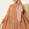 Relaxed Fit Drawstring Waist Knit Dress Latte