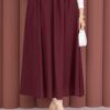 Belted Pocketed Casual Summer Skirt Burgundy – Image 2