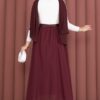 Belted Pocketed Casual Summer Skirt Burgundy – Image 4