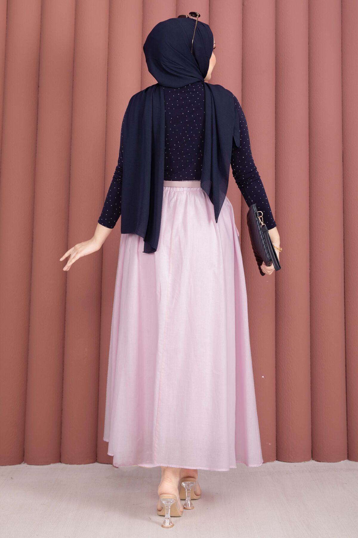 Belted Pocketed Casual Summer Skirt Pink - الصورة 4