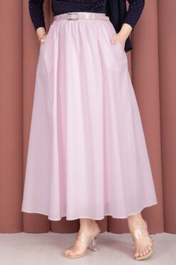 Alternative view of Belted Pocketed Casual Summer Skirt Pink