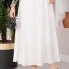 Elastic Waistband with Pocket Detail Hem Edge Skirt Ecru – Image 2