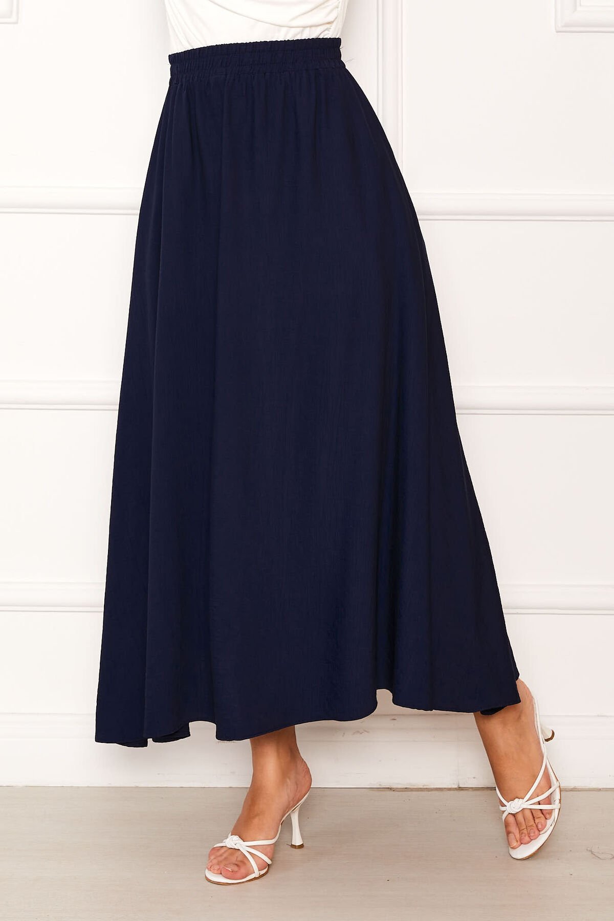 Elastic Waistband with Pocket Detail Hem Edge Skirt Pink – Bild 6